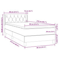 Produktbild för Ramsäng med madrass ljusgrå 80x210 cm sammet