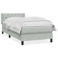 Produktbild för Ramsäng med madrass ljusgrå 80x210 cm sammet