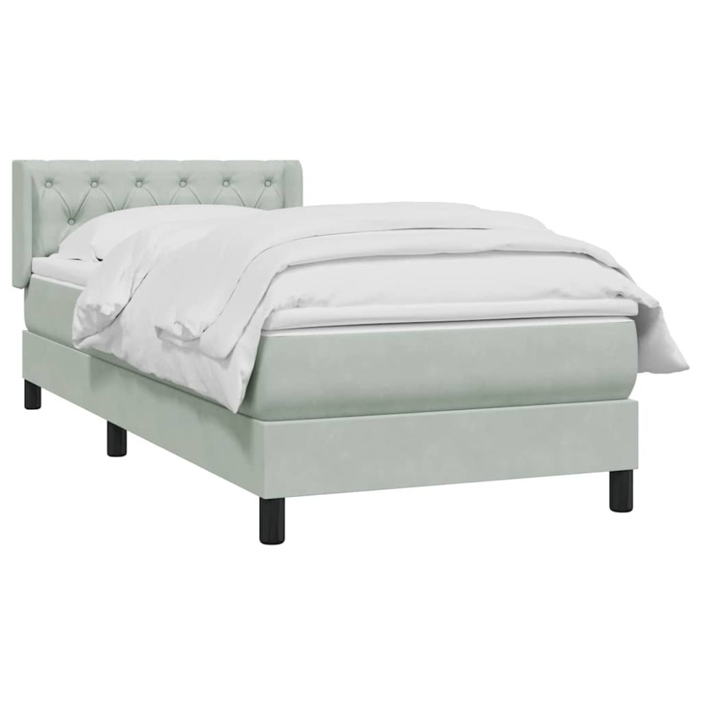 Produktbild för Ramsäng med madrass ljusgrå 80x210 cm sammet