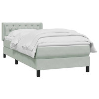 Produktbild för Ramsäng med madrass ljusgrå 80x210 cm sammet