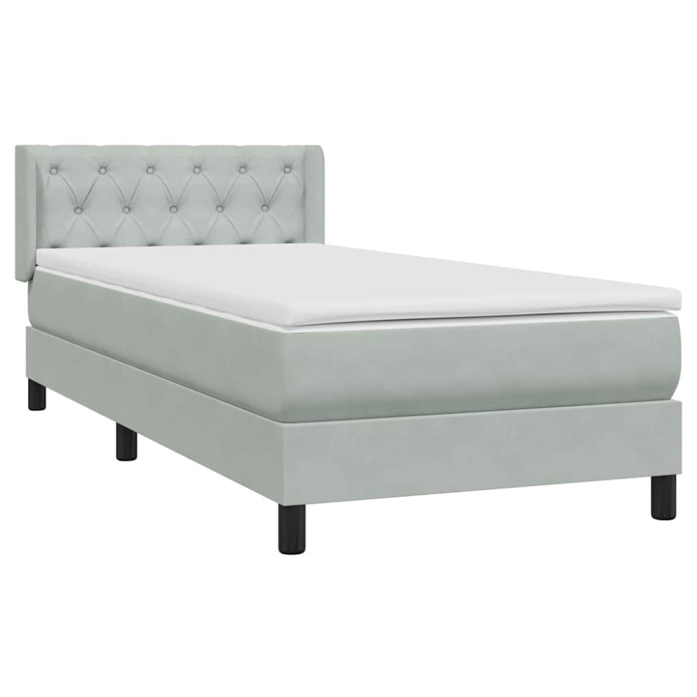 Produktbild för Ramsäng med madrass ljusgrå 80x210 cm sammet