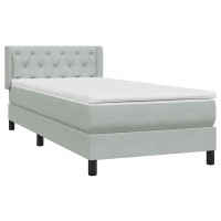 Produktbild för Ramsäng med madrass ljusgrå 80x210 cm sammet