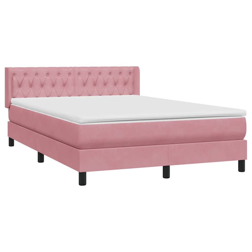 Produktbild för Ramsäng med madrass rosa 160x220 cm sammet