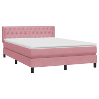 Produktbild för Ramsäng med madrass rosa 160x220 cm sammet