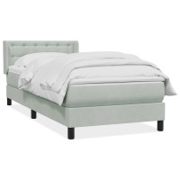 Produktbild för Ramsäng med madrass ljusgrå 80x210 cm sammet