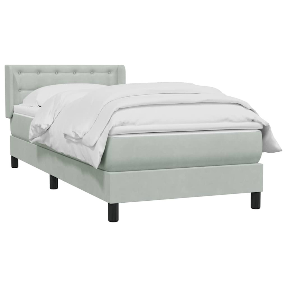 Produktbild för Ramsäng med madrass ljusgrå 80x210 cm sammet