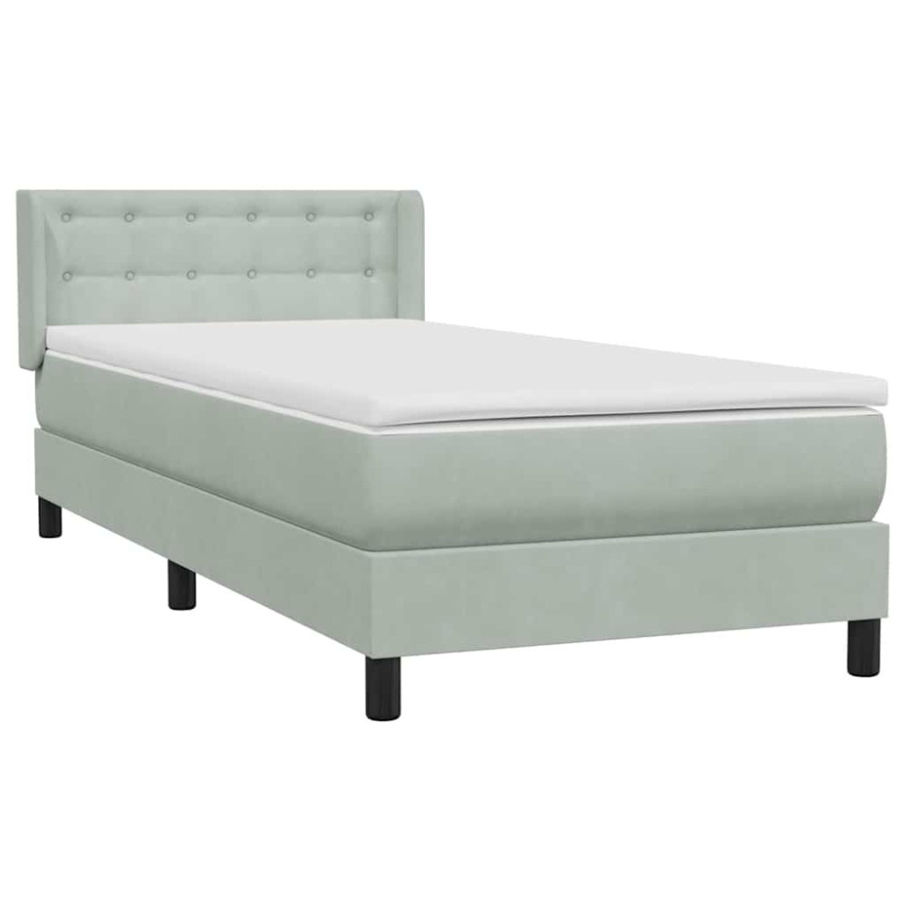 Produktbild för Ramsäng med madrass ljusgrå 80x210 cm sammet