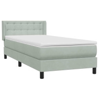Produktbild för Ramsäng med madrass ljusgrå 80x210 cm sammet