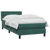 Produktbild för Ramsäng med madrass mörkgrön 80x220 cm sammet