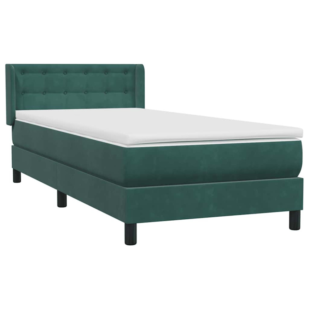 Produktbild för Ramsäng med madrass mörkgrön 80x220 cm sammet