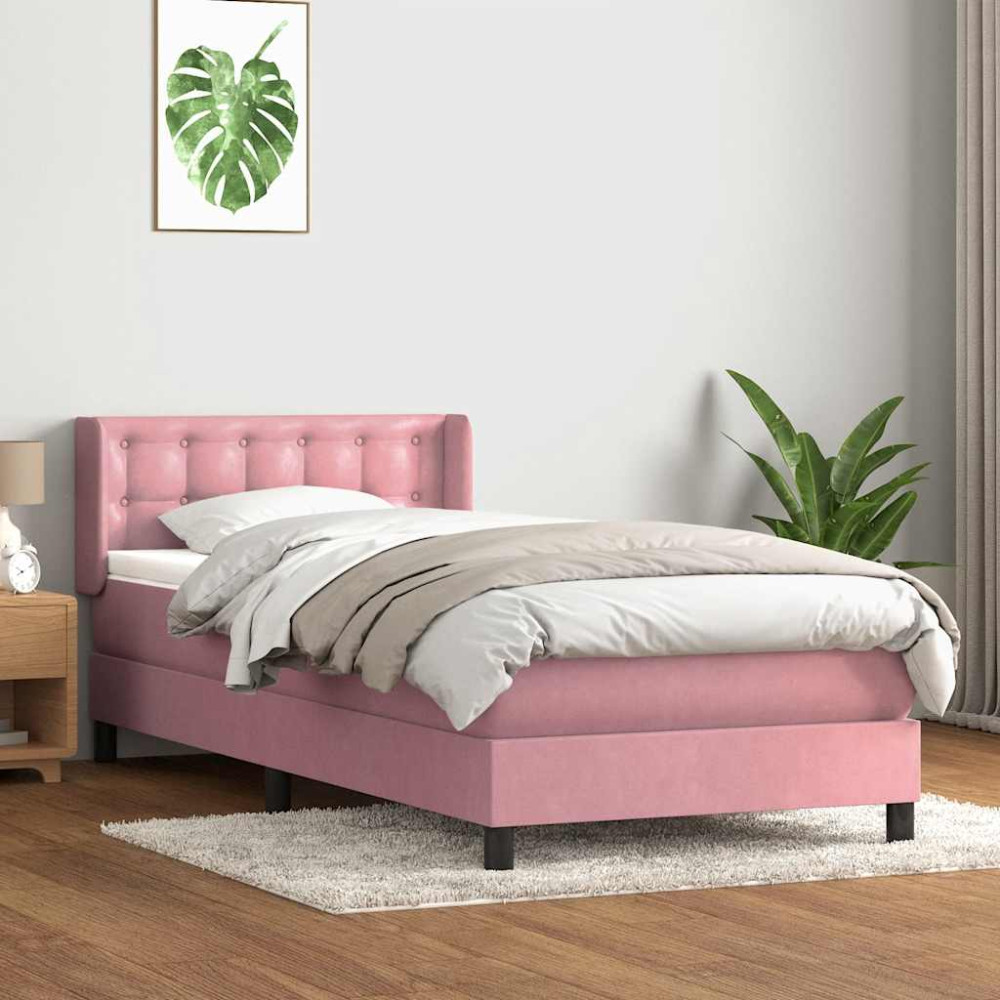 Produktbild för Ramsäng med madrass rosa 80x220 cm sammet