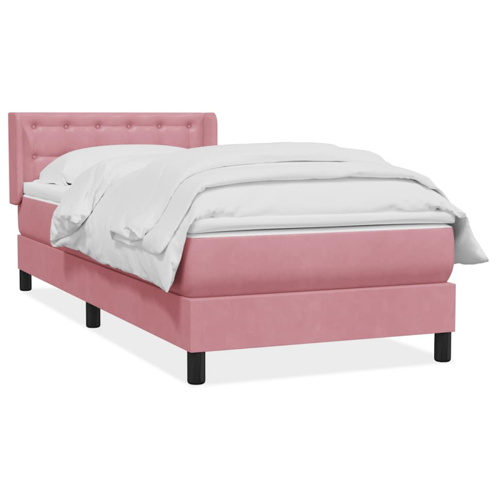 Produktbild för Ramsäng med madrass rosa 80x220 cm sammet