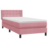 Produktbild för Ramsäng med madrass rosa 80x220 cm sammet