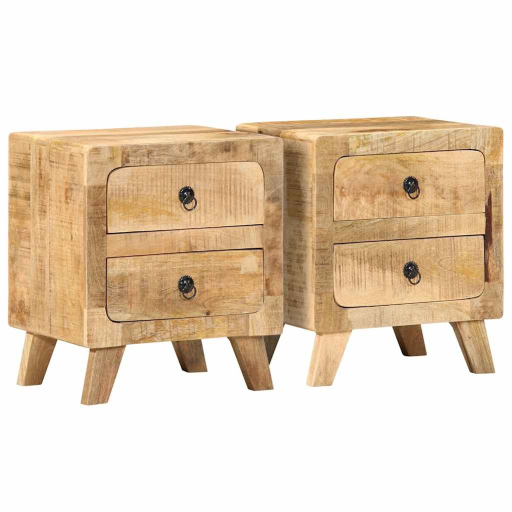 Produktbild för Sängbord 2 st 40x32x46 cm massivt trä grov mango