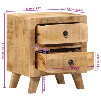 Produktbild för Sängbord 2 st 40x32x46 cm massivt trä grov mango