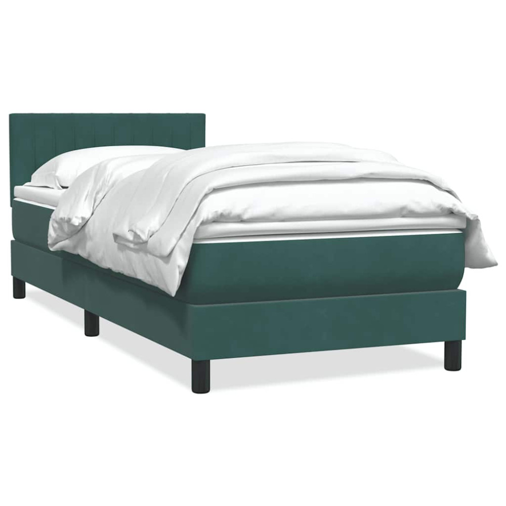 Produktbild för Ramsäng med madrass mörkgrön 80x220 cm sammet