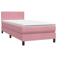 Produktbild för Ramsäng med madrass rosa 80x220 cm sammet