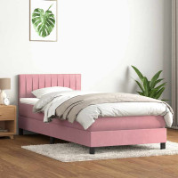 Produktbild för Ramsäng med madrass rosa 80x220 cm sammet