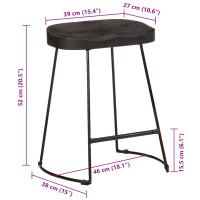 Produktbild för Barstolar 2 st svart 46x38x52 cm mango i massivt trä