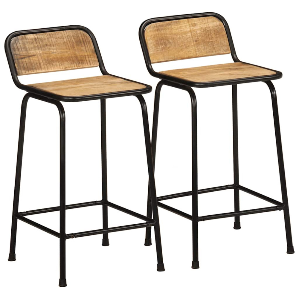 Produktbild för Barstolar 2 st 46x35,5x80 cm massivt trä grov mango