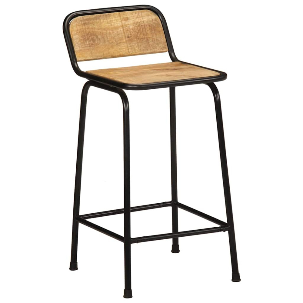 Produktbild för Barstolar 2 st 46x35,5x80 cm massivt trä grov mango