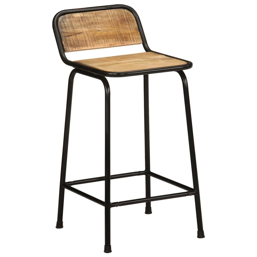 Produktbild för Barstolar 2 st 46x35,5x80 cm massivt trä grov mango