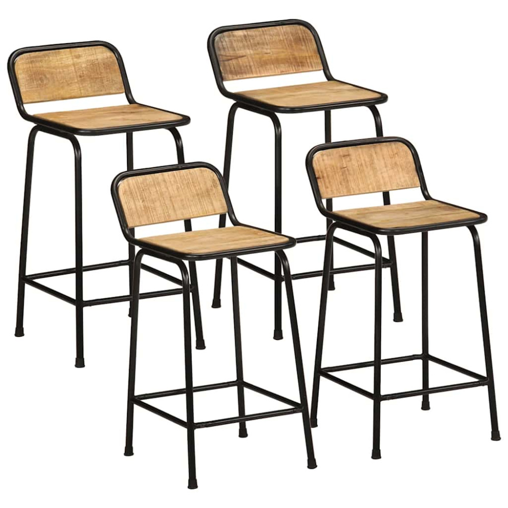 Produktbild för Barstolar 4 st 46x35,5x80 cm massivt trä grov mango