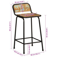 Produktbild för Barstolar 2 st 46x35,5x80 cm massivt trä återvunnet