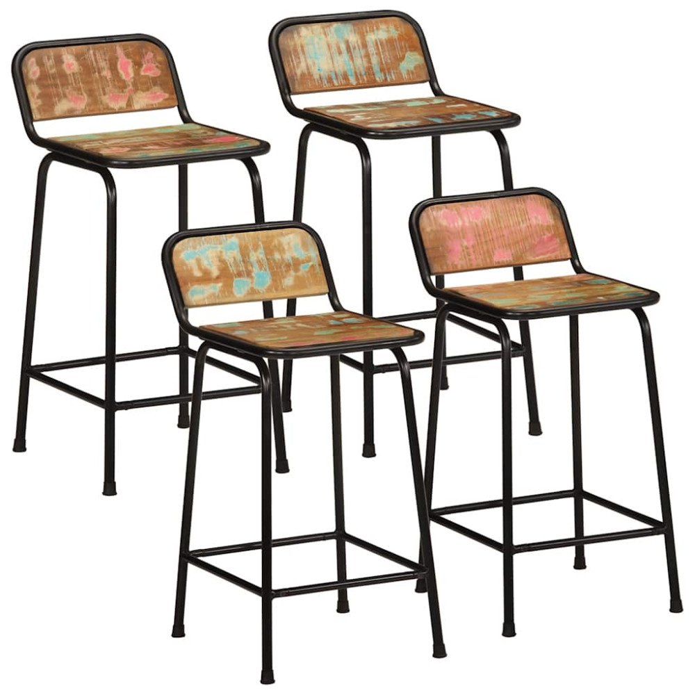 Produktbild för Barstolar 4 st 46x35,5x80 cm massivt trä återvunnet