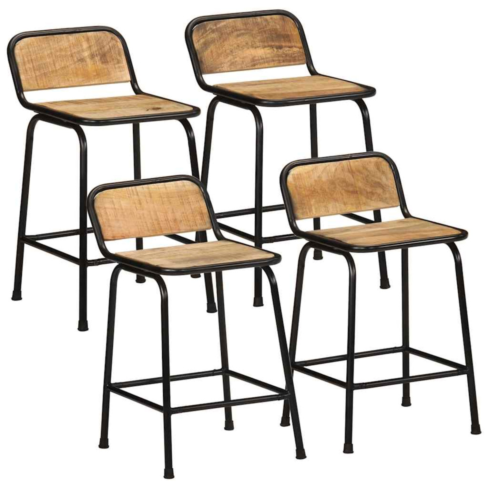 Produktbild för Barstolar 4 st 46x35,5x70 cm massivt trä grov mango