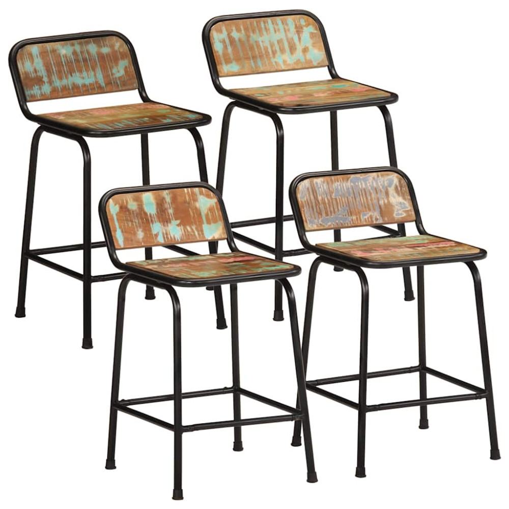 Produktbild för Barstolar 4 st 46x35,5x70 cm massivt trä återvunnet