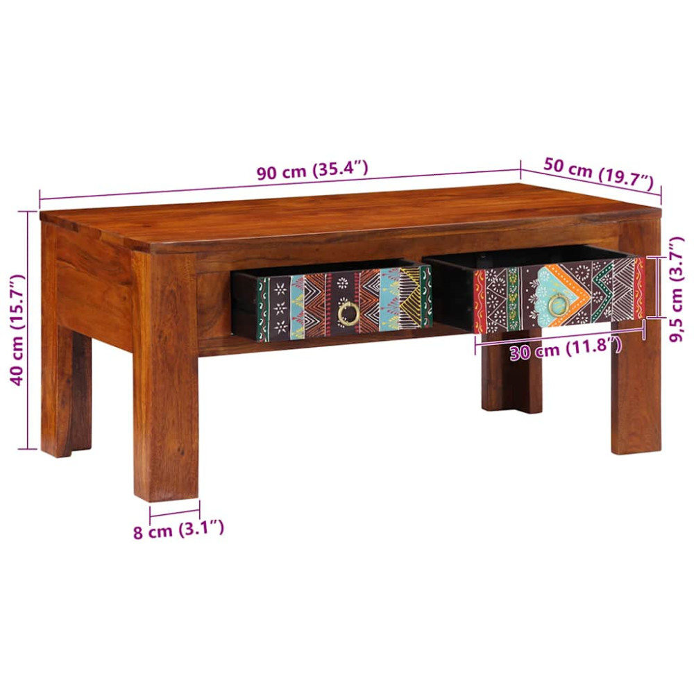 Produktbild för Soffbord 90x50x40 cm massivt akaciaträ