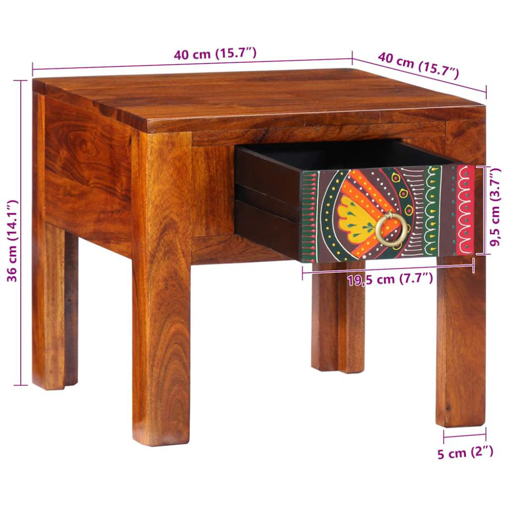 Produktbild för Sängbord 2 st 40x40x36 cm massivt trä akacia