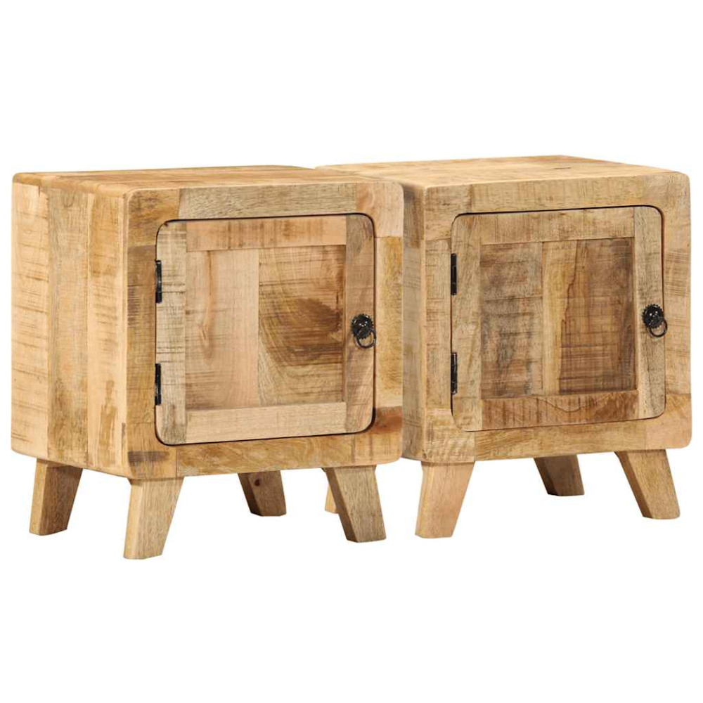 Produktbild för Sängbord 2 st 40x32x46 cm massivt trä grov mango