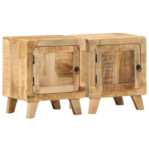vidaXL Sängbord 2 st 40x32x46 cm massivt trä grov mango