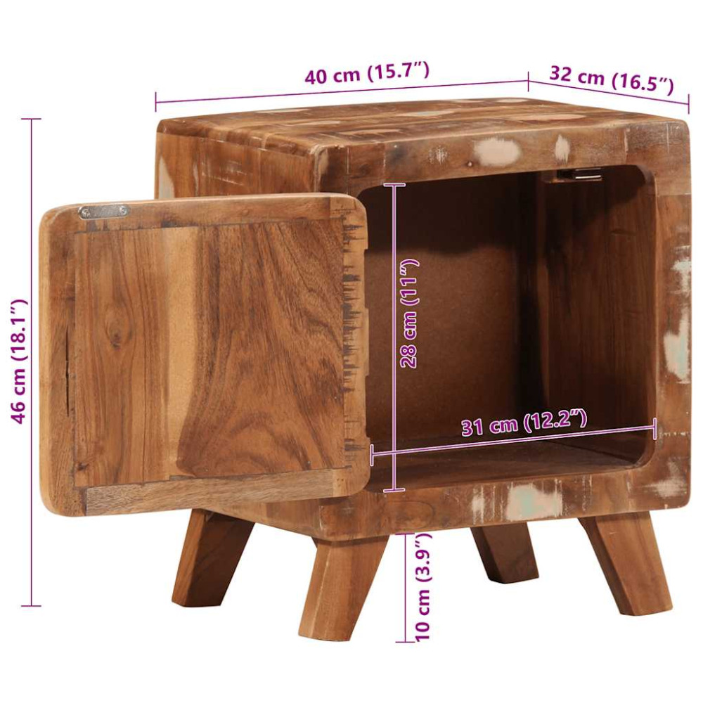 Produktbild för Sängbord 2 st 40x32x46 cm massivt trä återvunnet
