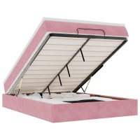 Produktbild för Ottoman sängram med madrass rosa 140x200 cm sammet