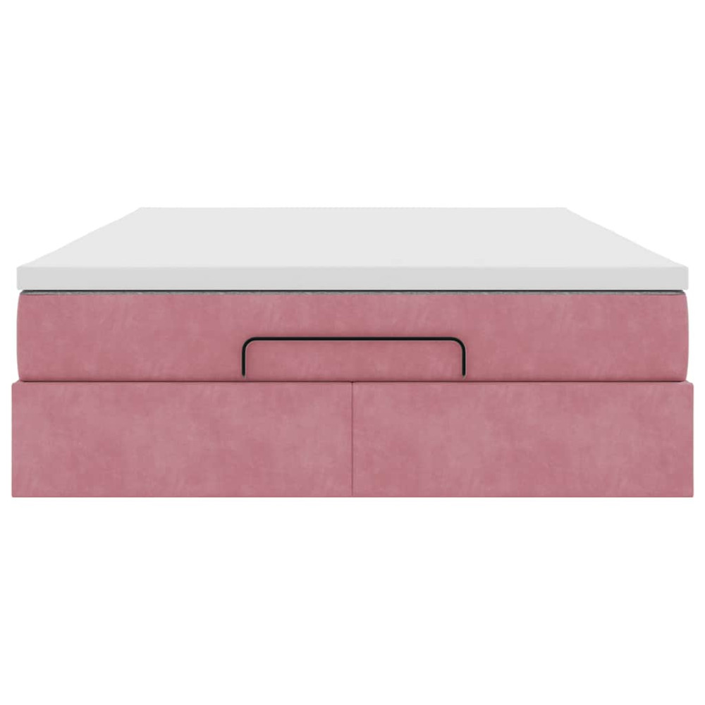 Produktbild för Ottoman sängram med madrass rosa 140x200 cm sammet