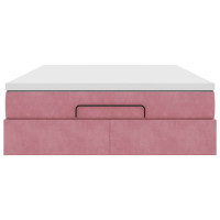 Produktbild för Ottoman sängram med madrass rosa 140x200 cm sammet