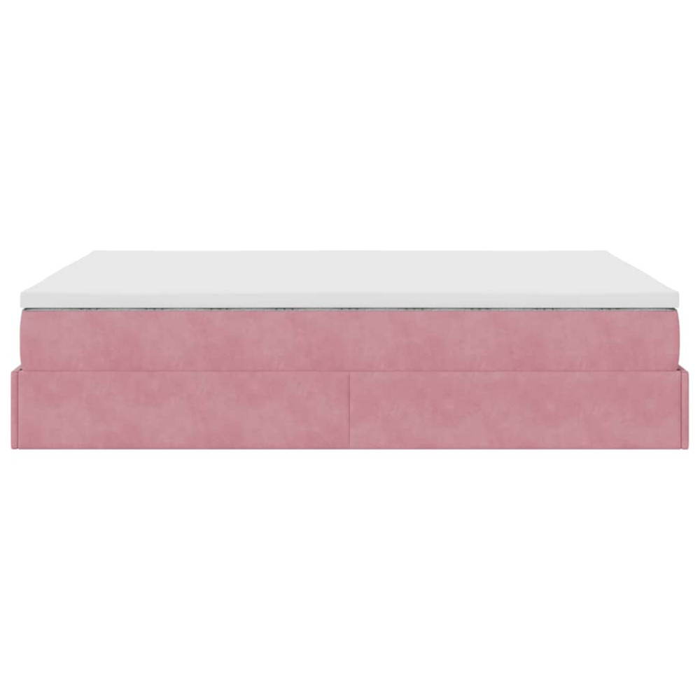 Produktbild för Ottoman sängram med madrass rosa 140x200 cm sammet