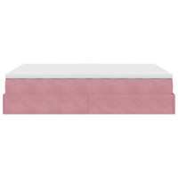Produktbild för Ottoman sängram med madrass rosa 140x200 cm sammet