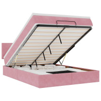 Produktbild för Ottoman sängram med madrass rosa 140x200 cm sammet