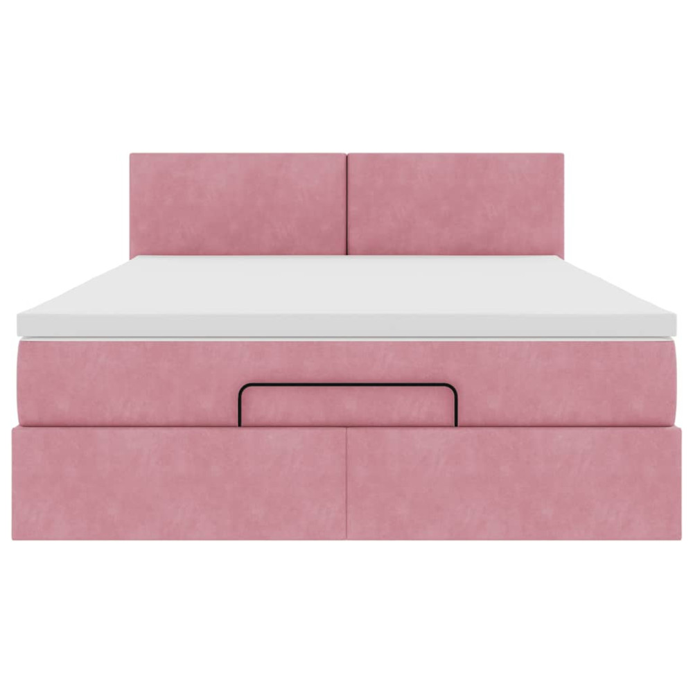 Produktbild för Ottoman sängram med madrass rosa 140x200 cm sammet