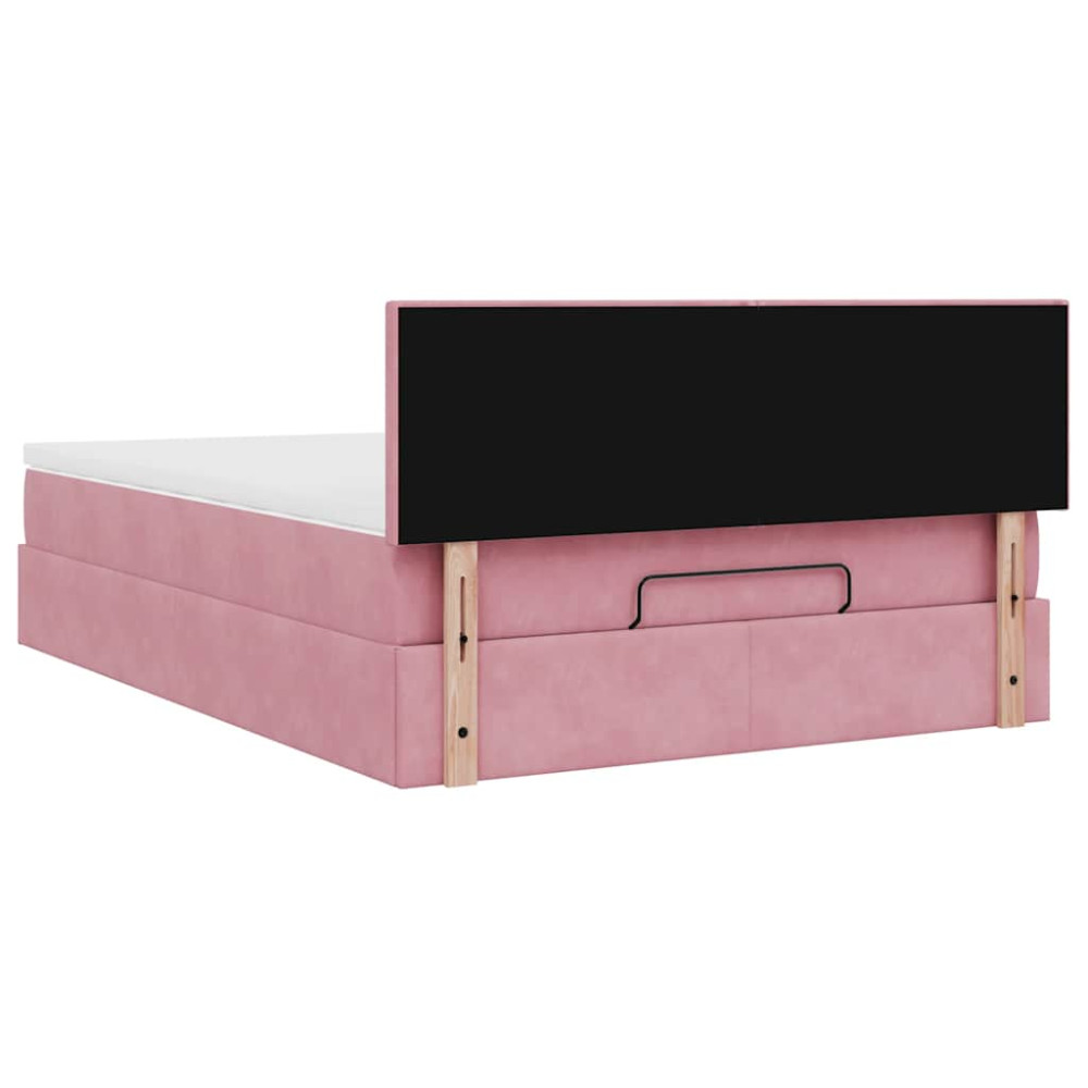 Produktbild för Ottoman sängram med madrass rosa 140x200 cm sammet