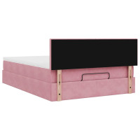Produktbild för Ottoman sängram med madrass rosa 140x200 cm sammet