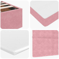 Produktbild för Ottoman sängram med madrass rosa 140x200 cm sammet
