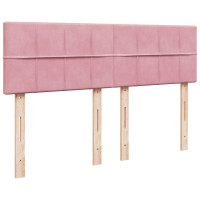 Produktbild för Ottoman sängram med madrass rosa 140x200 cm sammet