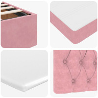 Produktbild för Ottoman sängram med madrass rosa 140x200 cm sammet