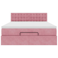 Produktbild för Ottoman sängram med madrass rosa 140x200 cm sammet