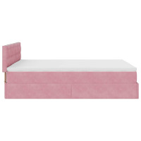 Produktbild för Ottoman sängram med madrass rosa 140x200 cm sammet